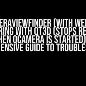 QCameraViewFinder (with Webcam) interfering with Qt3D (stops rendering when QCamera is started): A Comprehensive Guide to Troubleshooting